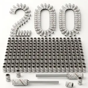 200Pcs 240 Grit Mini Sanding Bands for Nail Drill with 2 Mandrels, Perfect for Acrylic Gel Removal & Cuticle Shaping, Durable Easy to Change, Fit 99% Machines, White