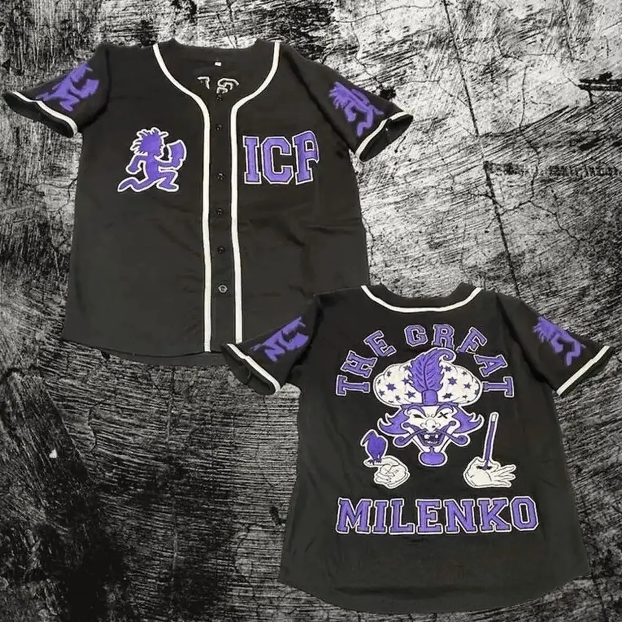 ICP Juggalo Baseball Jersey - Black with Purple Milenko Baseball Jersey - Insane Clown Posse Pefect Fit Unisex, Gift For Fan, Gift For Him, Her