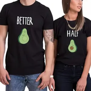 Cute Avocado Couple T-Shirts 100% Cotton Graphic Tees for Better Half Matching Outfits Perfect Anniversary Valentine's Day Gift for Him and Hers