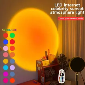 Remote-Controlled Sunset Projection Lamp, 16 Color RGB Lights, Color Changing LED, USB Powered, 180° Rotatable, Perfect for Bedroom Atmosphere and Party Decor