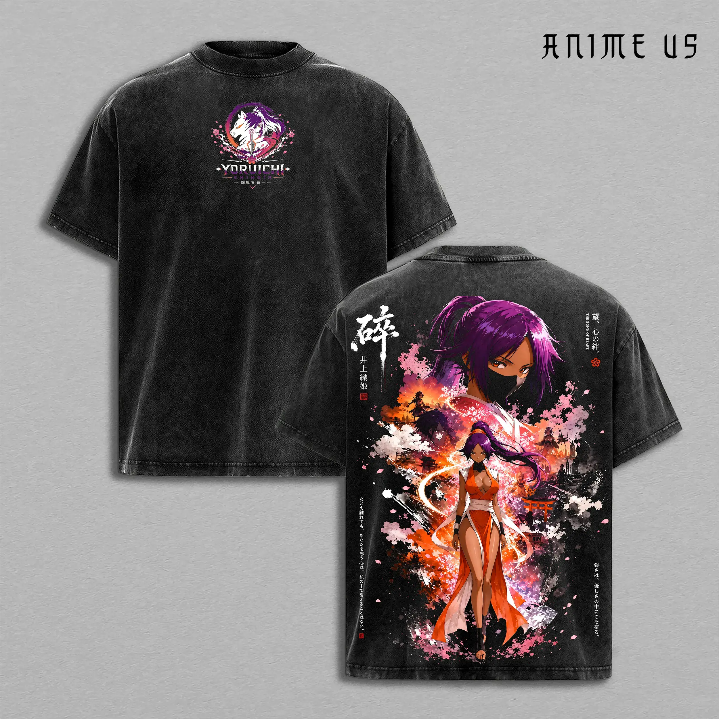 Vintage Washed Yoruichi Anime Shirt, Bleach Oversized Acid Wash Graphic Tee Thunder Goddess Waifu 90s Streetwear T-Shirt Casual Crew Neck Top For Gym Everyday Wear Men Women Retro Sakura Samurai Aesthetic Hot Anime Girl Fashion Gifts Trendy Y2K Shirts