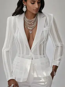 Women Blazer American Style Lapel Striped Suit Coats Fashion Female Hot Selling Long Sleeved Blazer Streetwear Outerwears