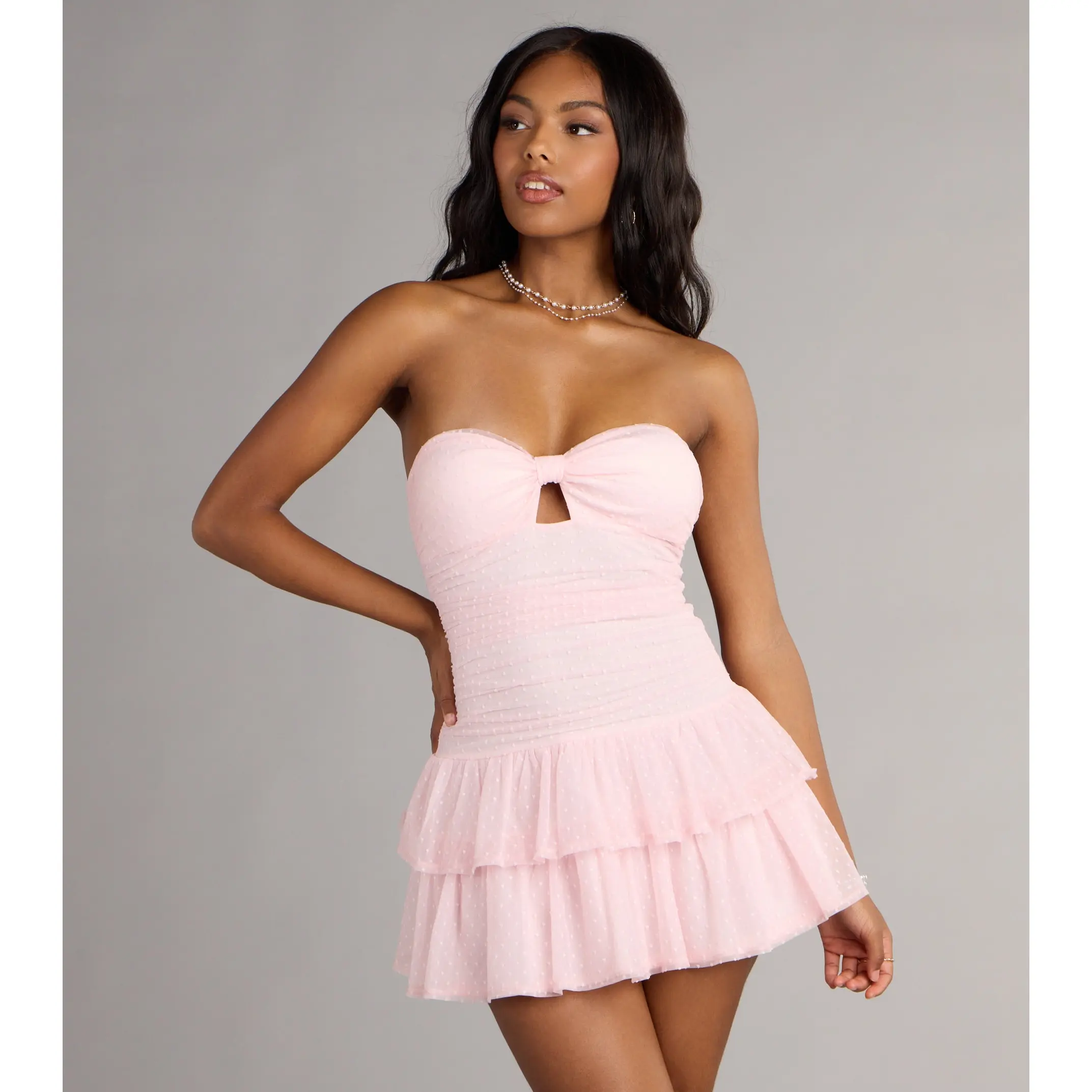 windsor pink bow dress Windsor Lucinda Glitter Bow Mini Dress