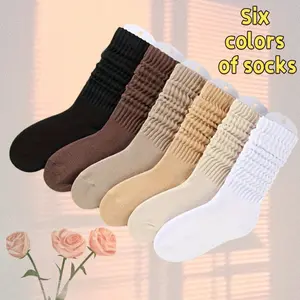6PCS Women's  Socks Tube Casual Athletic Stacked Style for Comfort Versatile Everyday Wear