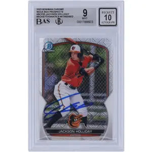 Jackson Holliday Baltimore Orioles Autographed 2023 Bowman Chrome Prospects Mega Box #BCP-20 Beckett Fanatics Witnessed Authenticated 9/10 Card - Fanatics Authentic Certified