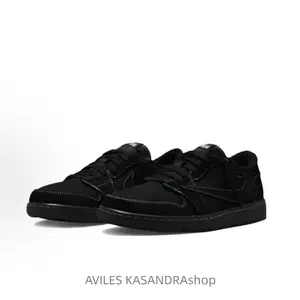 Black Knight shock-absorbing, wear-resistant, low-top, trendy and retro basketball shoes for both men and women, black barb 4.0