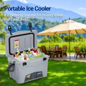 Garvee 5-Day Ice Retention Hard Cooler - 25 Quart Heavy Duty Insulated Ice Chest - Built-In Drain Plug, Bottle Opener & Fish Ruler - Portable Outdoor Beer Keg Fridge for Camping, Beach, Picnic, BBQ, Fishing