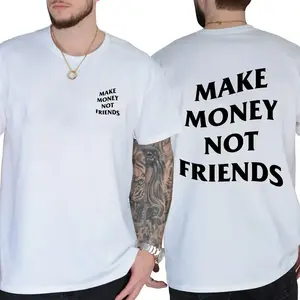 FEEGO Make Money Not Friends Shirt - Bold Statement Design - Unisex, Soft Cotton, Short Sleeve Printed Graphic Shirt, Daily Casual Cotton Menswear Vintage Love T-Shirt funny  shirt
