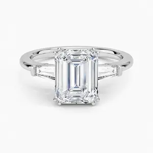 2 Carat Emerald Cut Lab Diamond Classic Engagement Ring