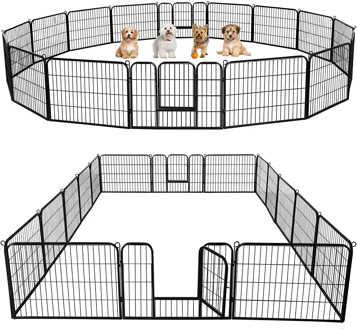 Indoor, Outdoor, 24 Inch 16 Panel Heavy Duty Metal Dog Pen  Fence for RV Camping/Yard/Garden Portable Puppy Fence