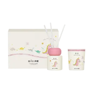 OILI QILI Dinosaur Birth Scented Candle Gift Set - Aromatherapy Diffuser & Candle for Home Fragrance, Wedding Favors, Mist & Lotus Scent
