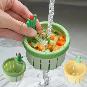 Cactus Design Kitchen Sink Filter, Push-Down Pop-Up Basket, Food Waste Separator, Durable Plastic Material, Kitchen Accessories, Kitchen Sink Strainer