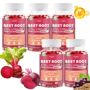 5 PCS - BEET ROOT GUMMIES - Daily Nutritional Supplement with Beetroot, Grape Seed, Vitamins B12, A & B6 - Energy, Heart Health & Nitric Oxide Production - Odorless