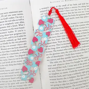 Checkered Strawberries Acrylic Bookmark