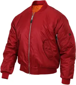 Bright Red Military Air Force MA-1 Reversible Bomber Coat Flight Jacket