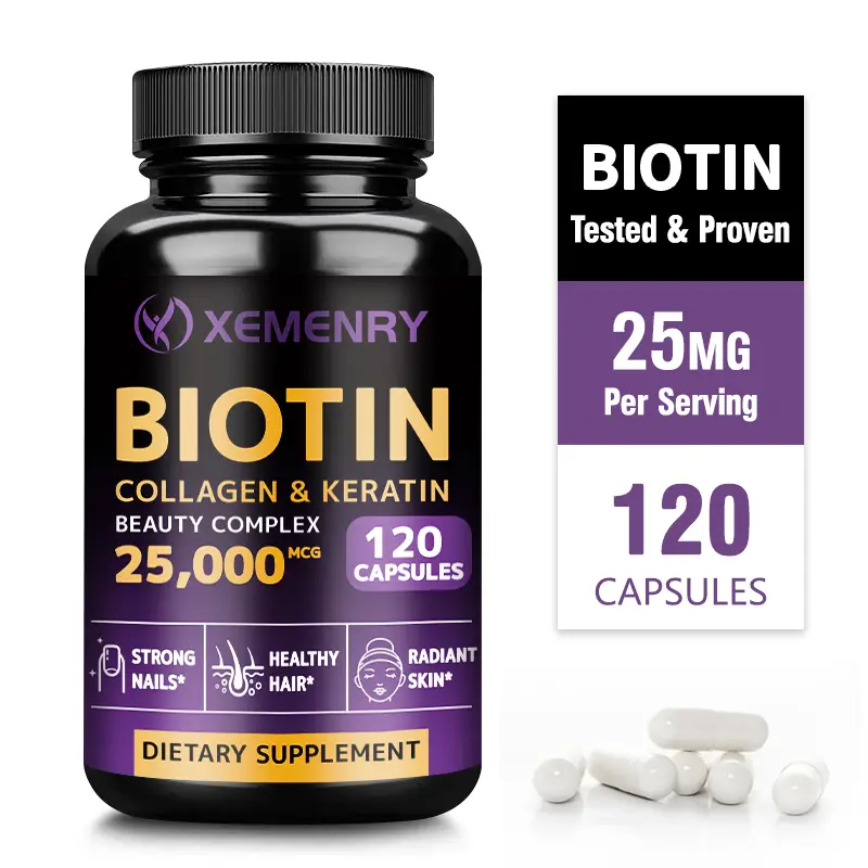 Biotin, Collagen & Keratin 25000MCG, Hair Growth Support, Skin & Nail Beauty, 120 Softgels Supplement