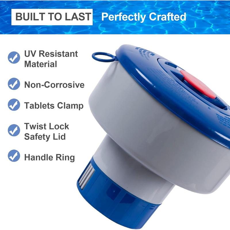 Premium Quality Floating Chlorine Dispenser - Larger Capacity Pool Floater Compatible with Bromine & Chlorine