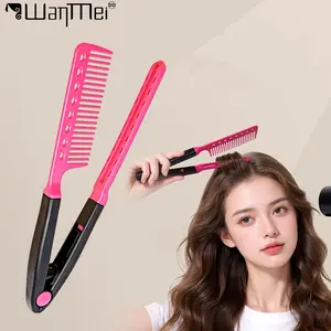 V-shaped Hair Straightening Comb with Folding Clip - Suitable for Smooth Hair Styling, Plastic Teeth for Braiding, Ponytails, Buns, and Daily Trimming - Clip-on Hair Care Comb