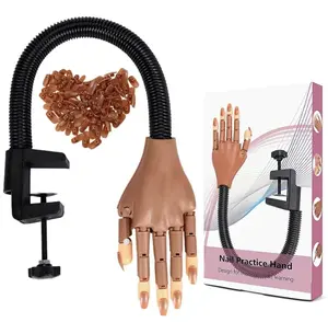 Professional Manicure Practice Hand, 1 Box Manicure Training Practice Hand Model with False Nails, Manicure Tool for Home & Salon Use, DIY Manicure Supplies, Nail Art Tools