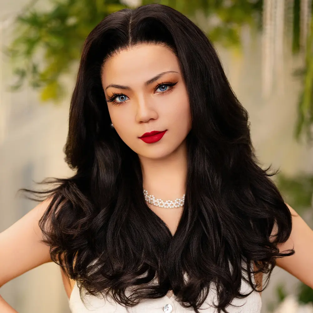 [Luxury Queen Series] FF WIG Body wave Layered Cut Raw Human Hair Glueless Wig 20 Inches 9*6 Pre-Cut HD Lace 250% Density Natural Black Wear Go Wig with special drawstring