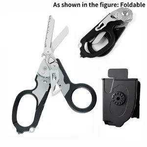 Multifunctional Tactical Folding Scissors, Outdoor Survival Tool Set, Stainless Steel, Emergency First Aid Kit, Durable and Portable