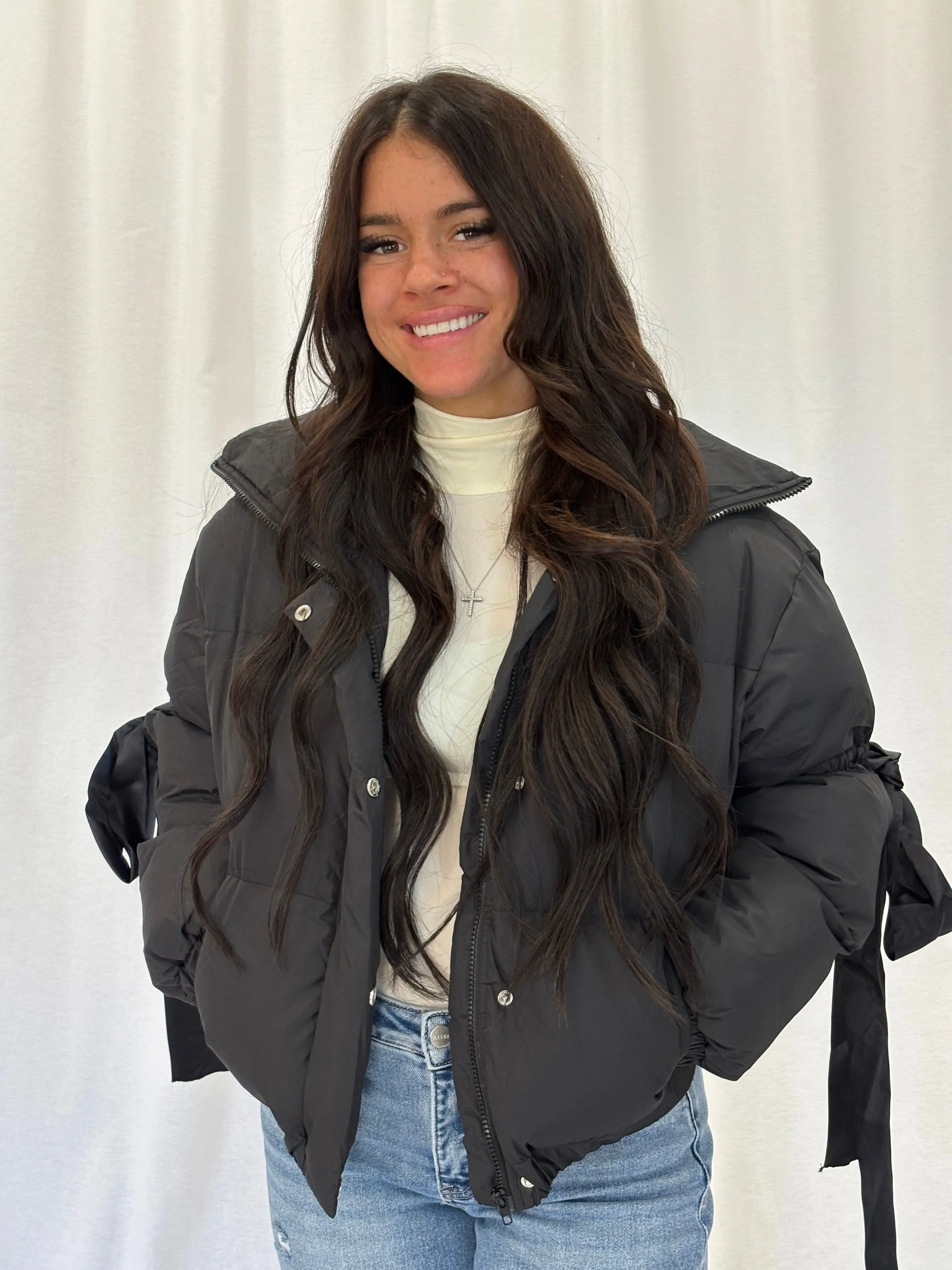 Piper Puffer Jacket With Bows