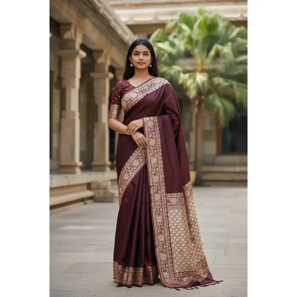 Banarasi Silk Saree with Unstitched Blouse, Cultural Wear for Women
