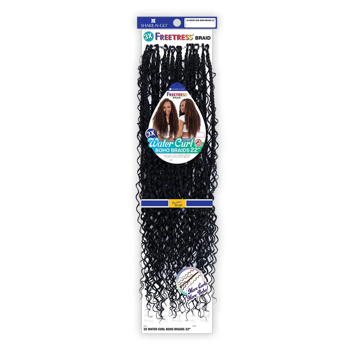 FreeTress Crochet Braids 3X Water Curl Boho Braids 22", Bohemian Box Braid, Crochet Hairstyles