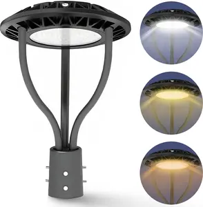 LED Light with Dusk to Dawn Photocell, 80/100/120/150W Power Tunable, 3CCT 3000K/4000K/5000K Outdoor Post Pole Lights, IP65 LED Circular Area Light for Garden Yard Street, ETL DLC Listed