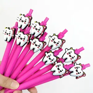 10-Pack Tooth-Shaped Ballpoint Pens, Rose, Press-Style Ink, Ideal for Gifts & Daily Use, Medical Professionals, Ballpoint Pen Set