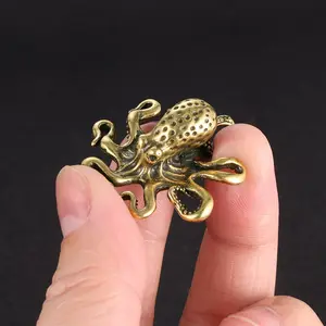 Solid Brass Octopus Figurine, Handmade Metal Art for Indoor & Outdoor Use, Creative Tabletop Decor & Gift Idea, Collectible Art Piece, Home Decor