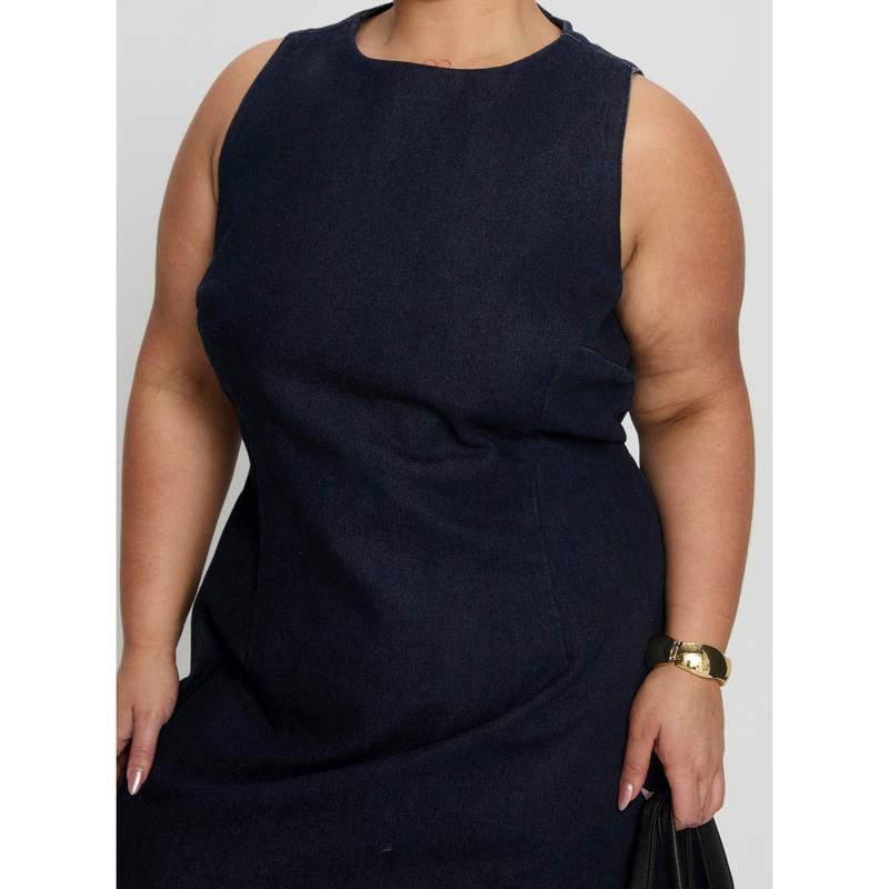 Ainsleigh Shift Denim Playsuit Dark Wash Curve