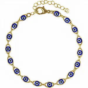 Evil Eye Beaded Charm Bracelet - Bleu