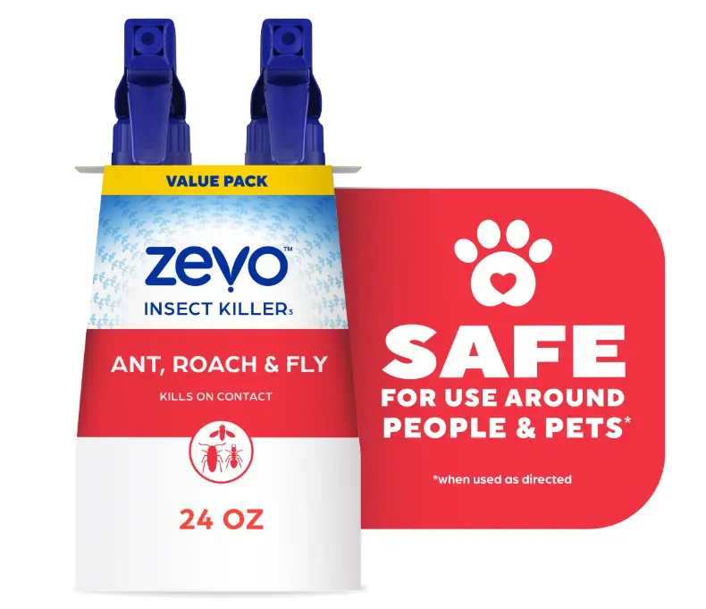 Zevo Multi-Insect Killer Spray for Ants, Roaches & Flies, 12 oz (Pack of 4 / 2 Sets) – Fast Acting Plant-Based Formula Safe Around Kids & Pets