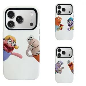 Playful Sp0ngeB0b Fish Friends phone case, Minimalist Cartoon Aesthetic Cover with iPhone 11-17 pro max   series and Samsung Galaxy S21-S25 series.Perfect for Her/Him Girly Phone Caseslovely gift