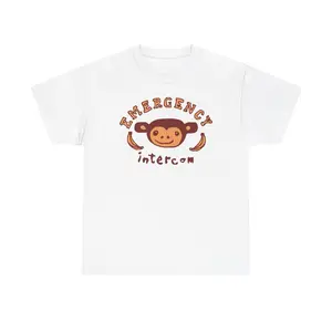 Emergency Intercom Monkey Logo Unisex Heavy Cotton Tee Shirt, Casual Wear, Animal Lover Gift, Funny T-Shirt, Gift For Women and Man, Top Womenswear