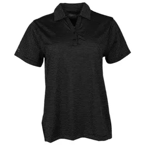 PAGE and TUTTLE Womens Two Color Stripe Short Sleeve Shirt Golf Casual Casual - Black