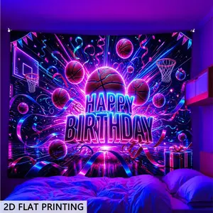 2d Flat, Glow in The Dark Tapestry Suitable for Bedrooms, Neon Uv Wall Hanging with Uv Activation, Vertical Neon Glow Decor for Game Room, Dorm, Party - Uv Printed Suitable for Parties, Offices, College Dorms, Retro Glow Wall, 2d Flat