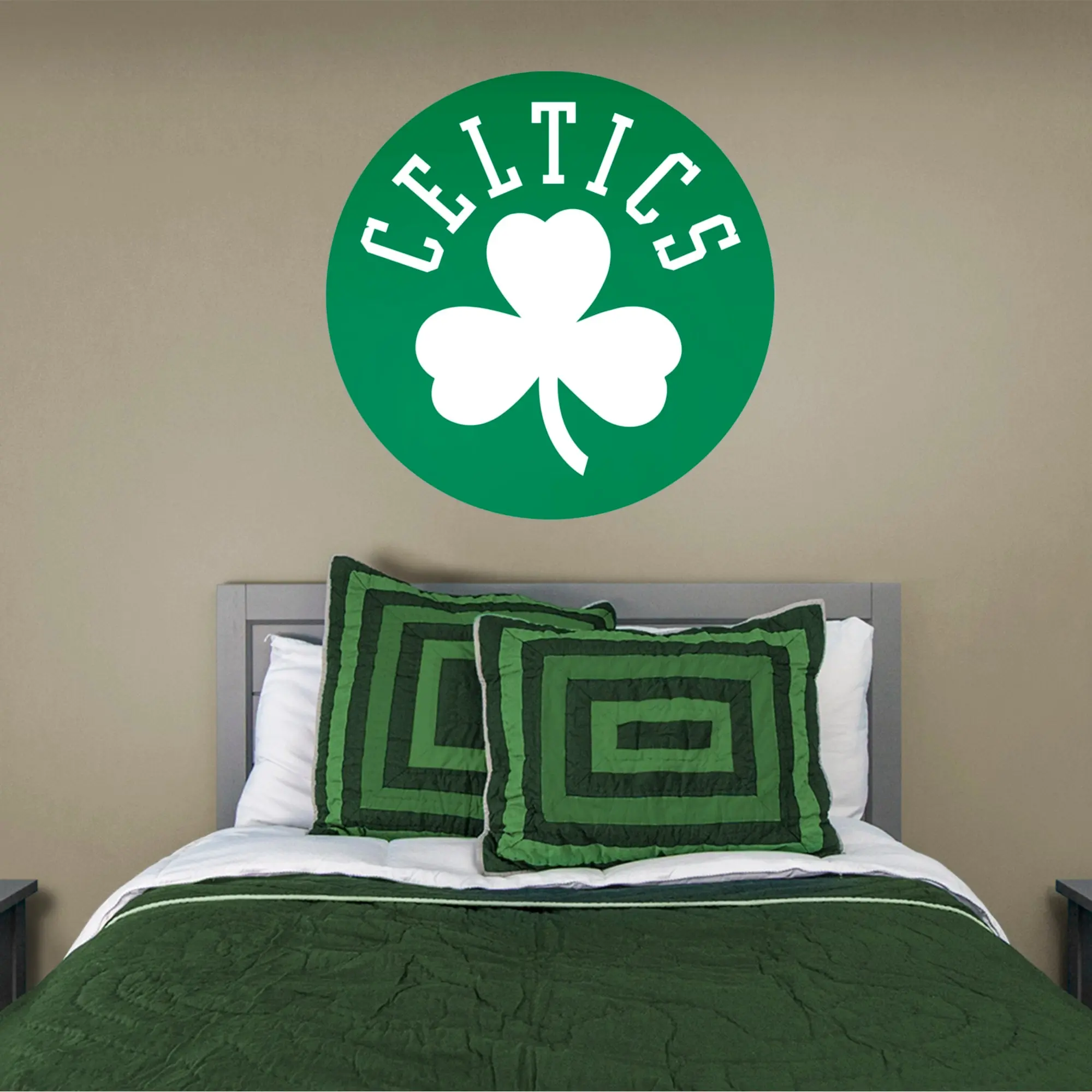 Official NBA Boston Celtics RealBig Shamrock Logo Reusable Vinyl Team-Themed Wall Stickers - 38in W x 38in H Home Decor, Bedroom Decor Accent for Celtics Fans