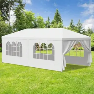 10x20' Outdoor Garden Gazebo Wedding Party Tent Canopy Marquee With 6 Removable  Sidewalls- PE Wedding & Party Gazebo, Ideal For Backyard, Events, Camping, Picnic, Garden Pavilion