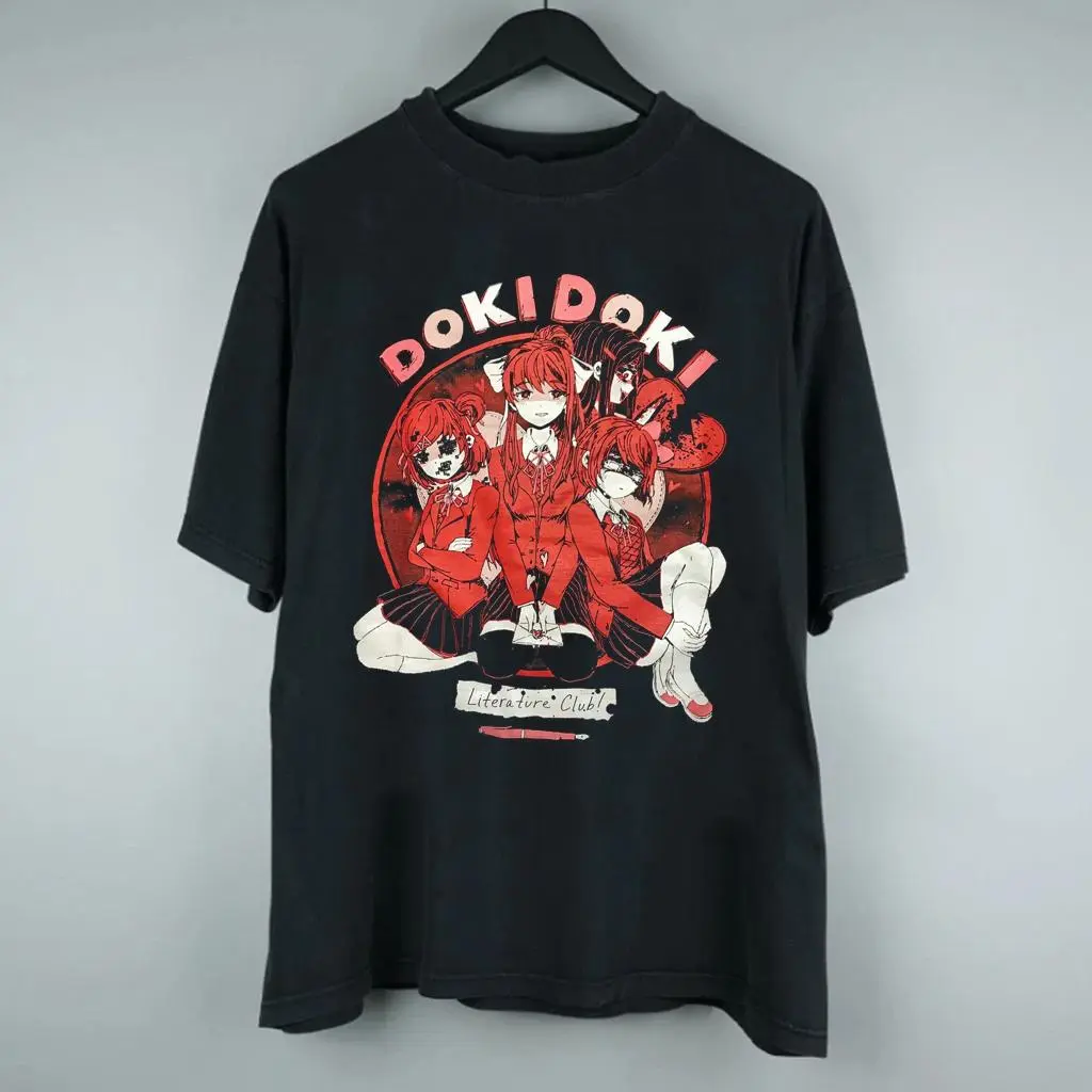 Doki Doki Literature Club Monika Vintage Bootleg Shirt Sayori Yuri Graphic Tee HY6205