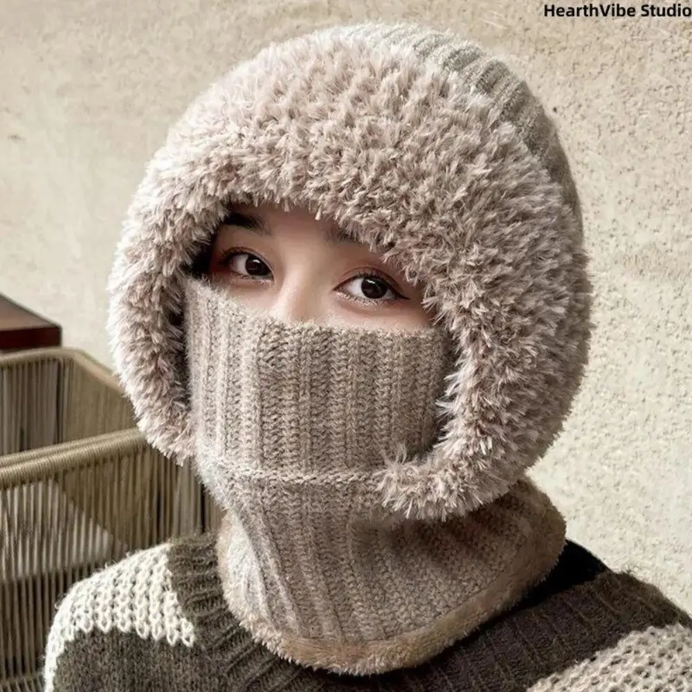 Winter Balaclava Hat Scarf Mask 3 in 1 Set Fleece Lined Windproof Thermal Hooded Neck Warmer with Ear Flaps for Outdoor Sports Cycling Skiing Snowboarding Motorcycling