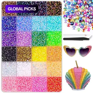 16,000 Pieces Sparkling Flat-Back Nail Art Rhinestones, Glitter Rhinestones, 24-Color Bling Rhinestone Decorations, Beautiful Nail Accessories, DIY Nails, and DIY Fashion Craft Supplies