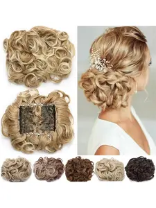 Messy Bun Hair Piece for Women, Fluffy Teased Bun Hair Extension Synthetic Hair Scrunchie Bun Hairpiece for Updo Hairstyle Daily Wear Party, Synthetic Curly Hair