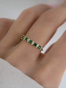 Elegant Green Cubic Zirconia Ring for Women Golden Ring Fashion Engagement Rings Wedding Engagement Bridal Ring Birthday Anniversary Christmas Gift Valentine's Day Anniversary Gift