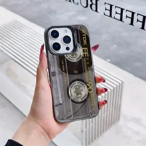 Retro cassette tape phone case, compatible with iPhone 17, 16, 15, 14, 13, 12, 11, Pro, Max, Plus, Air, and iPhone XR, XS, Max, 7, 8Plus, 16E, SE. Features a shock-resistant frosted back cover. A perfect gift for friends and family.