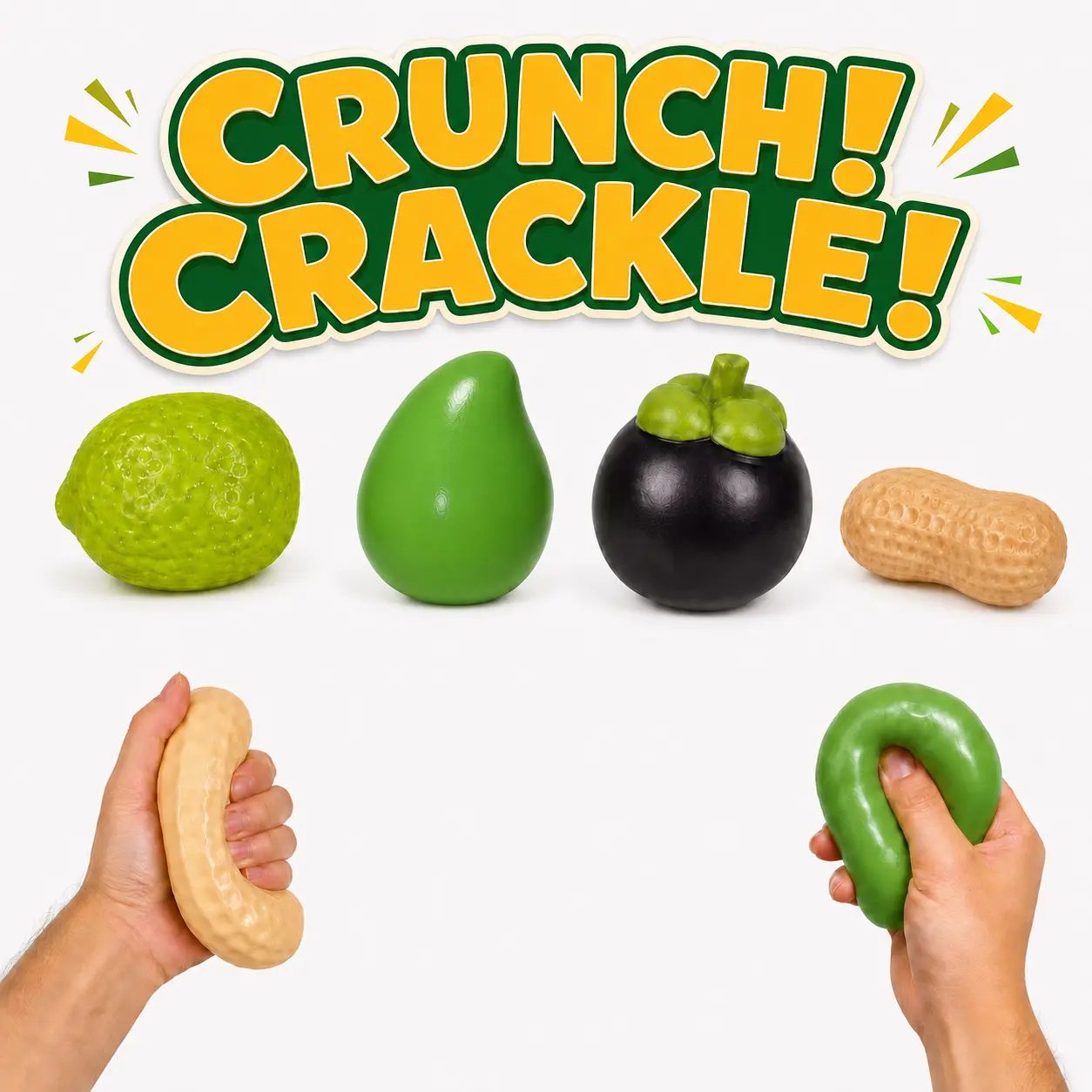 1PC Viral Crunchy Fruit Squishy, Satisfying CRUNCH & CRACKLE ASMR Sound, Soft Squeeze Stress Relief Fidget Toy, Color-Changing  for Teens & Adults fidget sensory toy anxiety hand Party pinch fun relief toy