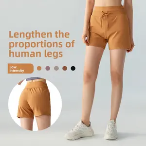 Shopee slim fit slimming elastic band yoga shorts fashionable drawstring low waist sports three quarter pants casual pants for outdoor wear Womenswear Adjustable Bottom Compression gym outfits workout set