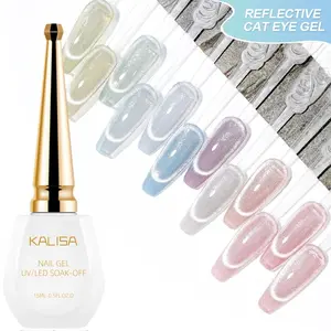 Kalisa Cat Eye Gel Nail Polish Set, Silver Color, Galaxy Sparkle, Ice Jelly Texture, Smooth, UV/LED Cured, Washable, Home & Salon Use, Manicure, Nail Art