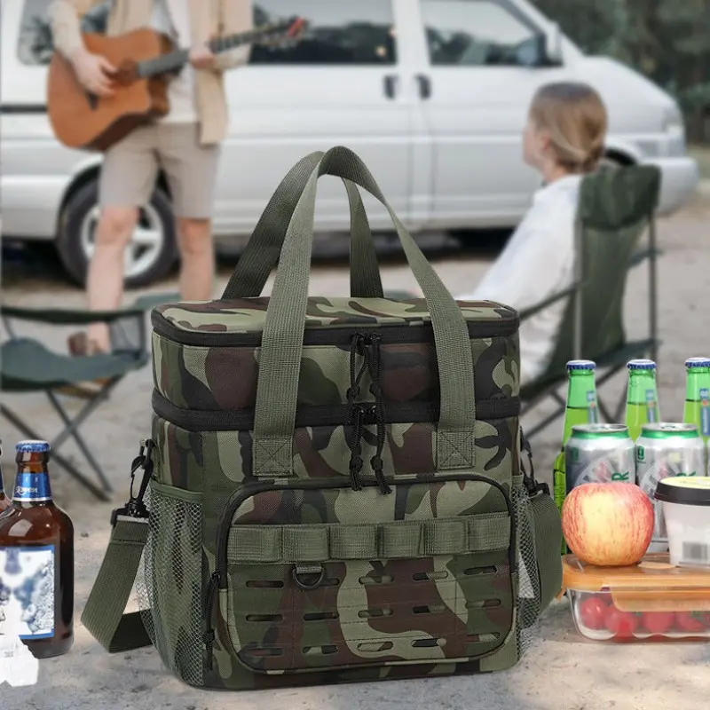 Tactical Insulated Cooler Bag, Large Capacity Camouflage Picnic Bag, Ideal for Camping, Hiking, Outdoor Meal Prep, Thermal Gear, Lunch Insulation Bag, Insulated Bags